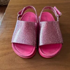 Mini Melissa Bright Pink Glitter Kids Sandals